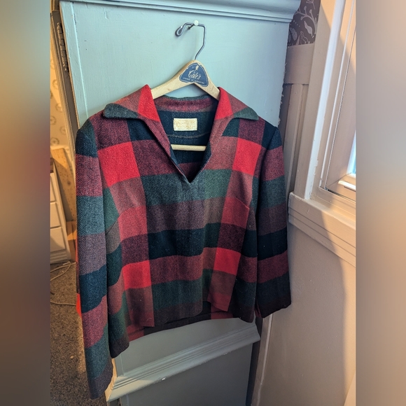 Vintage 1960s Pendleton 100% virgin wool skirt set buffalo plaid red gre… - Picture 3 of 16